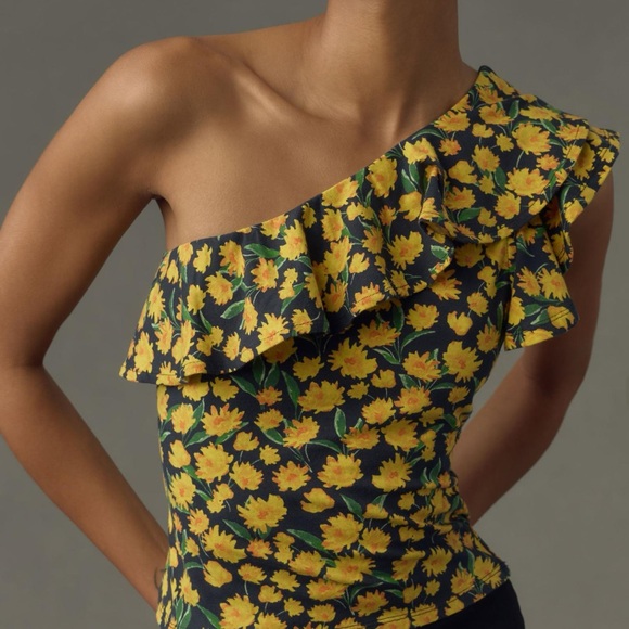 Anthropologie Maeve One-Shoulder Ruffled Top - Picture 16 of 16